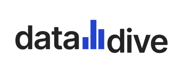 Logotipo de Data Dive con gráficos de barras.