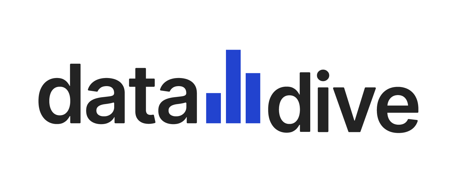 Logotipo de Data Dive con gráficos de barras.