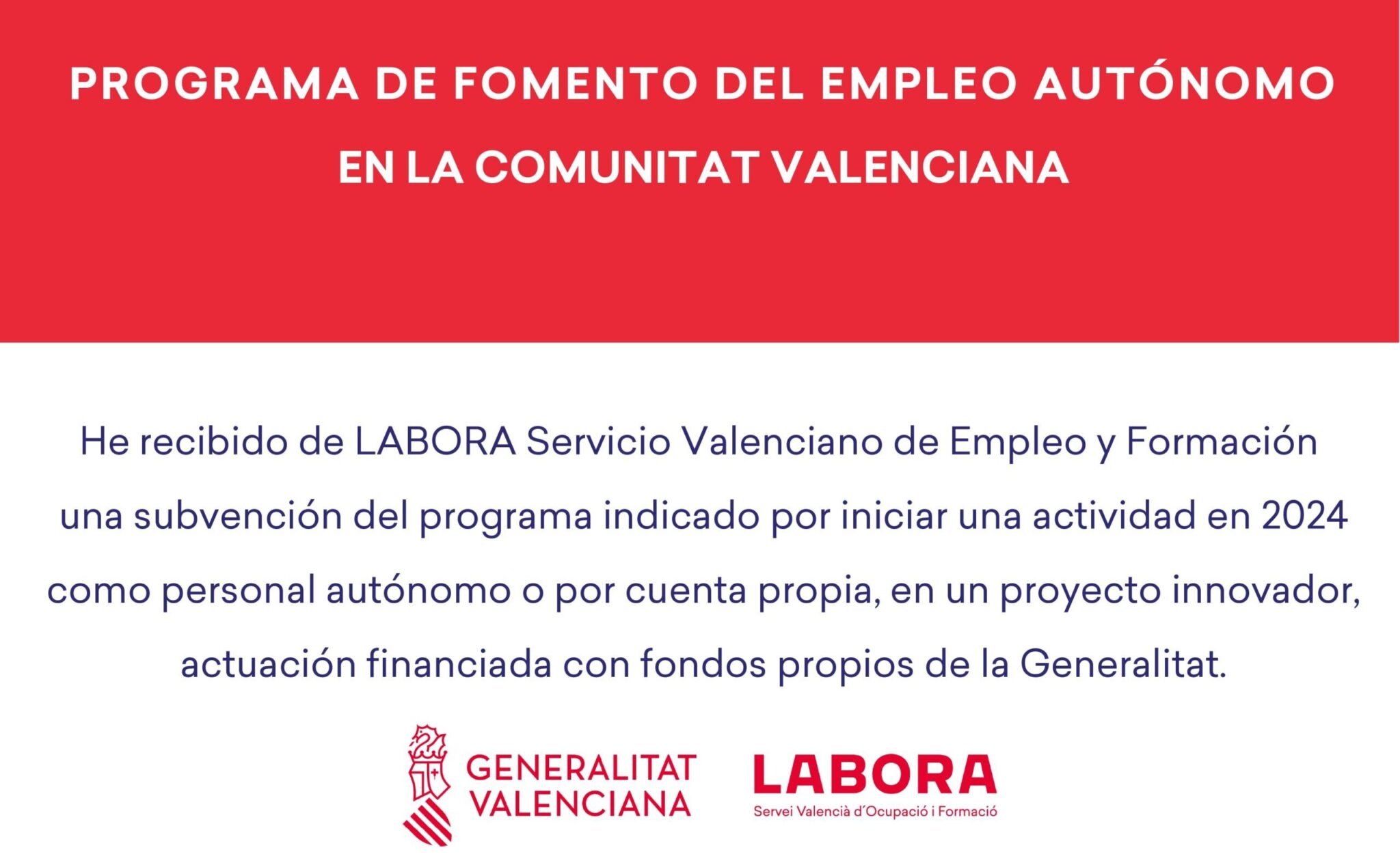 Subvención para empleo autónomo en Valencia.